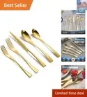 20 Piece Gold Silverware Set,18/10 Stainless Steel Cutlery Modern Utensils Fl...