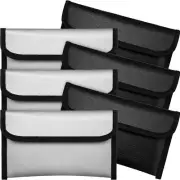 6 Pack 8x5 Inch Fireproof Bags Waterproof Money Pouches w/ Zipper for Valuables