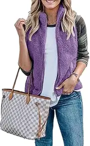 [Cicilin] Womens Sherpa Fleece Vest Lightweight Warm Cozy Sleeveless Zipper Jacket