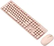 OSALADI 2-in-1 Wireless Keyboard Mouse Set Pink Ergonomic Design Silent Keyboard 2.4ghz Wireless Computer Accessory