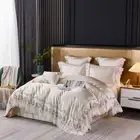 Bedding Set 8 Pcs Real Silk & Cotton Duvet Cover Set & Flat Sheet 6 Pillowcases