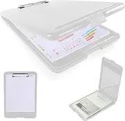 SAYEEC Clipboard with Storage, High Capacity Nursing Clipboard with Pen Holder, Plastic Storage Clipboard Folder with Low Profile Clip, A4 Portable Work Clipboard for Teachers School Office (White)