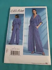 Vogue Sewing Pattern V1617 Miss Zandra Rhodes Deep V Neck Jumpsuit Sz 4-14