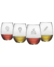 Susquehanna Glass "Teacher Icons" Set of 4 Stemless Wine Glasses
