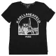 【KARL LAGERFELD 卡爾】老佛爺 簡約公仔巴黎鐵塔圖案棉質短T恤(黑)