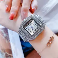 在飛比找蝦皮購物優惠-Scottie時尚女錶滿鑽韓國星空方形錶盤鑲鑽女士手錶氣質鋼