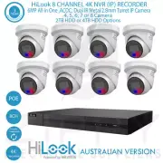 HiLook 8CH 4K NVR+6MP All in One, Active Colour Deterrence, Metal 2.8mm Kit- WH