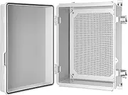 Gratury Junction Box, IP67 Waterproof Plastic Enclosure for Electrical Project, Hinged Grey Cover, Includes Mounting Plate and Wall Bracket 410×310×180mm (16.1"x12.2"x7.1")