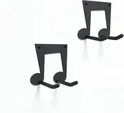 FKKA Guitar Wall Mount Hanger 2 Pack, Ukulele Mount, Steel Guitar Hangers for Wall, Guitar Hook Holder for Bass, Guitar, Violin, Black