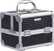 [Faquenc] Vanity Case Make up Box Lockable Cosmetic Organiser Box Beauty Storage Case with 2 Trays and Mirror, Black, Beauty Case