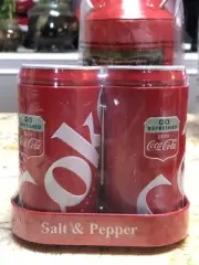 Coca-Cola, Coke, Salt and Pepper Shakers with Holder Caddy