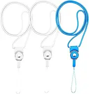 3Pcs Lanyard 19" Detachable Nylon Neck Strap Strings Quick Release,Compatible with iPhone, Galaxy & Most Smartphones,Web Phone Case Holder with lanyard hole,with Breakaway Safety Clasp-white+blue