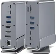 USB-C Hub, 16-in-1 USB C Docking Station with Dual 4K HDMI, DisplayPort, 7 USB Ports, 1 Gbps Ethernet, 100W Power Delivery, Audio Port, and SD/TF Card Readers for MacBook & Windows Laptops