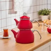Karaca Loreto Enamel Teapot Set Red - Fast Shipping DHL