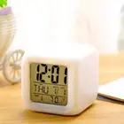 Digital Alarm Clock Night Light Clock 7 Colour LED Light 8x8x8cm Calendar