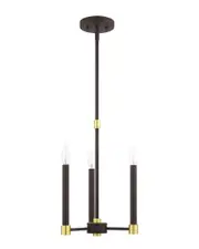 Livex Lighting 3-Light Bronze With Satin Brass Accents Chandelier