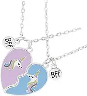 [Holibanna] Pendant Necklace Set Unicorn Friendship Necklace for Girls 2 Pieces Perfect for Friendship Bond