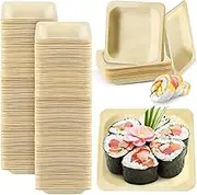 100 Pcs Disposable Square Palm Bowls Palm 4.3 x 3.94 Inch Leaf Bowls Bamboo Disposable Plates Square Wood Plates for Birthday Party, Wedding Events, Appetizer, Dessert, Catering and Home Use