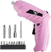 14 in 1 Electric Screwdriver Cordless Rechargeable Pink Small Power Drill Set 3.6V Li-ion 3.5N·m Max Torque Electric Rotatable with Case LED Light Screwdriver for Home Office DIY Tools (Pink)