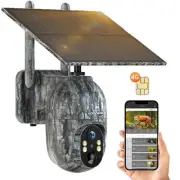 4G LTE Cellular Trail Camera, Solar Powered 2.5K Live Streaming Pan 355° Tilt...