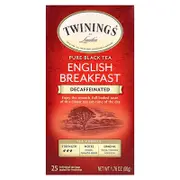 Twinings, Pure Black Tea, English Breakfast, Decaffeinated, 25 Tea Bags, 1.76 oz (50 g)