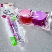 Travel Set - Cosmetic Cream Mini Jar Spatula Inner Lid, Atomizer Spray Pink Cute