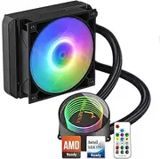 Dracaena AIO CPU Cooler, Color Change Remote, 120mm Radiator, ARGB PWM Fans Quiet Less Than 27DBA, Compatible with AMD AM5/AM4-Intel LGA 1700/1200/115X, Leakproof Technology, High Flow Pump, Black