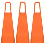 9pcs Plain Bib Aprons Washable Aprons Kitchen Cooking Aprons Orange