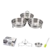 Stainless Steel Egg Poacher, 3-Cup Poached Egg Maker Cups, Nonstick Egg