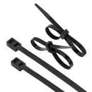 100 PCS 12 Inch Heavy Duty Double Lock Cable Zip Ties Black Nylon
