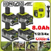 4X 18V 9.0Ah 8.0Ah Battery For RYOBI P108 P104 P107 ONE+ PLUS / Charger Lithium