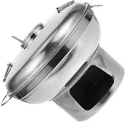 BESPORTBLE Stainless Steel Charcoal Hot Pot Portable Old Beijing Mutton Hot Pot for One Person with Side Stove (Natural Color 20cm) Hot Pot with Alcohol Stove Household Hot Pot Wok Silver