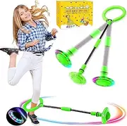Children's Flashing Jump Ring, Sports Jumping Ball, Foldable Flash Jumping Ball, Suitable for Skill Games for Children or Adults, Exercise (L) (Green)