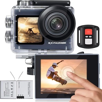 Exprotrek 4K Action Sport Waterproof Camera Touch Screen with Helmet Accessories