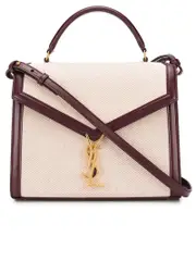 Saint Laurent Cassandra Top Handle Medium Bag in Canvas and Smooth Leather