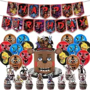 Sjkdxv Fnaf Theme Birthday Party Supplies Banner Balloons Cake Cupcake Topper Decor Set
