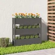 Raised Garden Bed, Elevated Planter Box Plant Container Grey 112x25x104.5 cm Solid Wood Pine