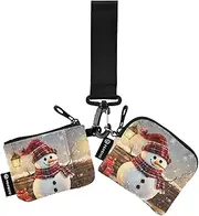 [XYMZR] Mini Zip Around Wristlet keychain Wallet Christmas Tree Snowman for Women Personalized Pattern Detachable Dual Pouch Wristlet Portable Wallet Phone Coin Purse, Multi-colored, One Size