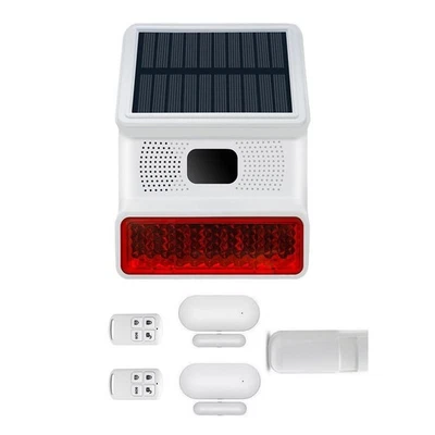 White Solar Wireless Home Security burglar Alarm system with Remote Control