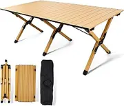 Folding Camping Table, Portable Collapsible Camp Table for Outdoor Picnic Party Travel, Yellow 116 * 59 * 42Cm