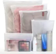 [LJHOME] 20 Pcs Frosted Resealable Travel Clothes Bags - Plastic Ziplock Seal Space Saver Storage Organiser Pouch for Home, Hospital, School - 5 Size Mixing