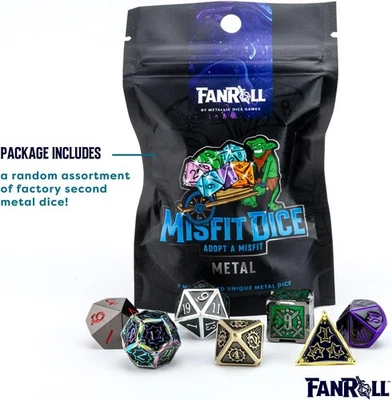 FanRoll Misfit Metals, Bag of DND Dice, Role Playing Game Dice Accessories fo...