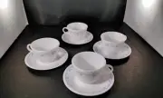 Corelle Corning Morning Blue Set Of 4 Cups And Saucers EUC APPEARS NEW