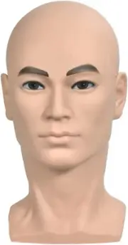 Male Training Head Bald Mannequin Head Manikin Doll Head for Wig Making,Glasses,