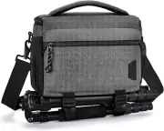 Camera Bag Small Case Tripod Holder Polyester Compact Zipper 02 Grey.