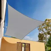 Gray 8-15ft Rectangle Sun Shade Sail Patio Yard Pool Canopy Shelter Shade Cover