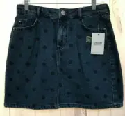 Dorothy Perkins Polka Dot Denim Skirt NWT Size 12