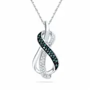 0.2 CT. T.W. Enhanced Blue and White Natural Diamond Infinity Loop Pendant in Sterling Silver