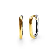 9kt Yellow Gold Two Tone Fine Tube Square Sleeper Earrings