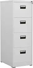 4 Drawer Lateral Filing Cabinet, Chests of Drawers with 3 Ballbearing Runners, Steel Vertical for Storage Cabinet Fits Letter, A4 Home Office, 46x62x133 cm Light Grey